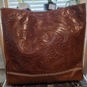 Patricia Nash Toscano Floral Embossed Leather Tote Bag